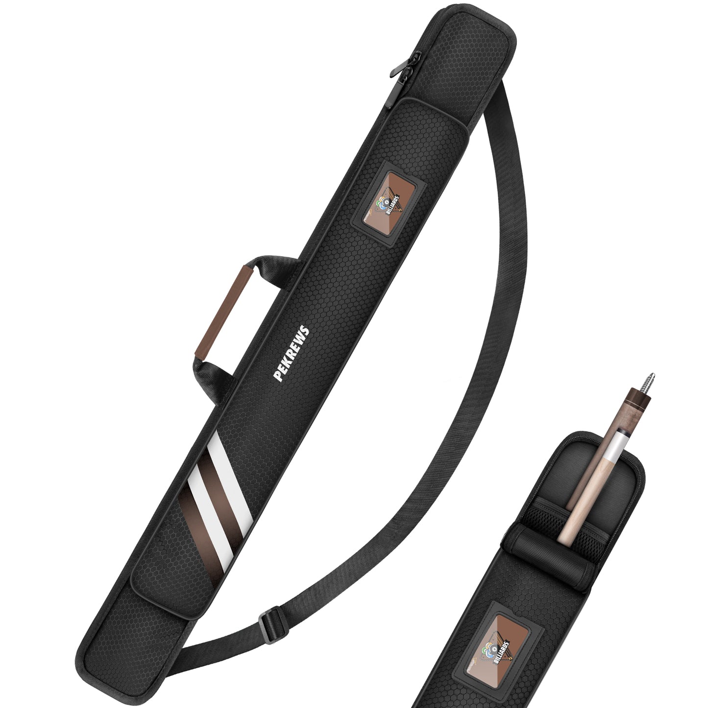 PEKREWS Pool Cue Case, 1x1 Soft Pool Stick Bag with Accessory Pocket | Sturdy Polyester, Hold 1 Stick, Cue Stick Case with Shoulder Strap and Side Handle, Billiard Cue Sling Bag for Men and Women